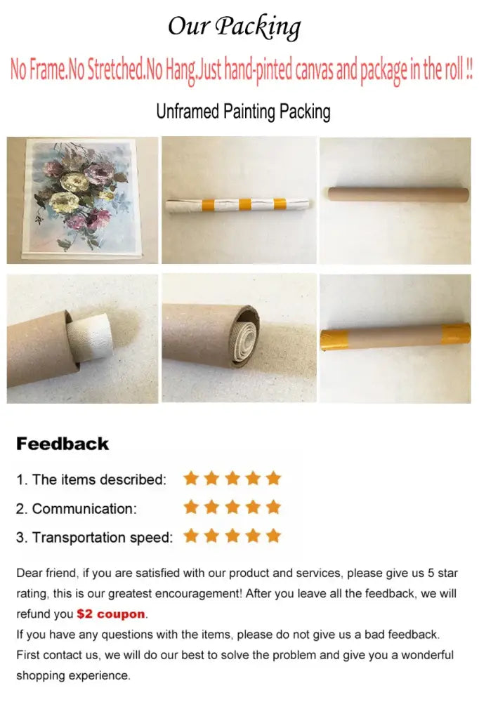 Unframed decorbites™ modern abstract 3d acrylic floral canvas painting in brown cardboard tube for aesthetic room decoration thickness