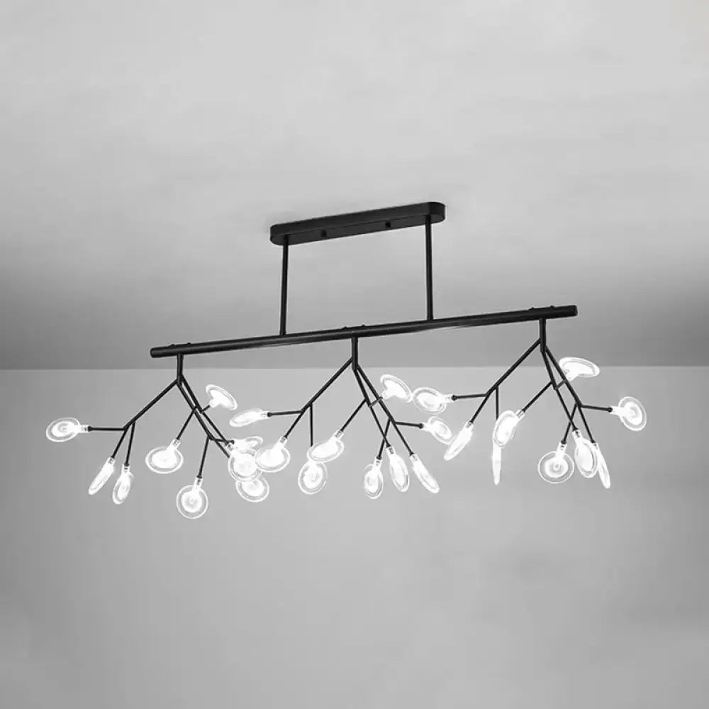 DecorBites™ firefly island pendant black metal chandelier with branching arms and multiple exposed bulbs for dining room