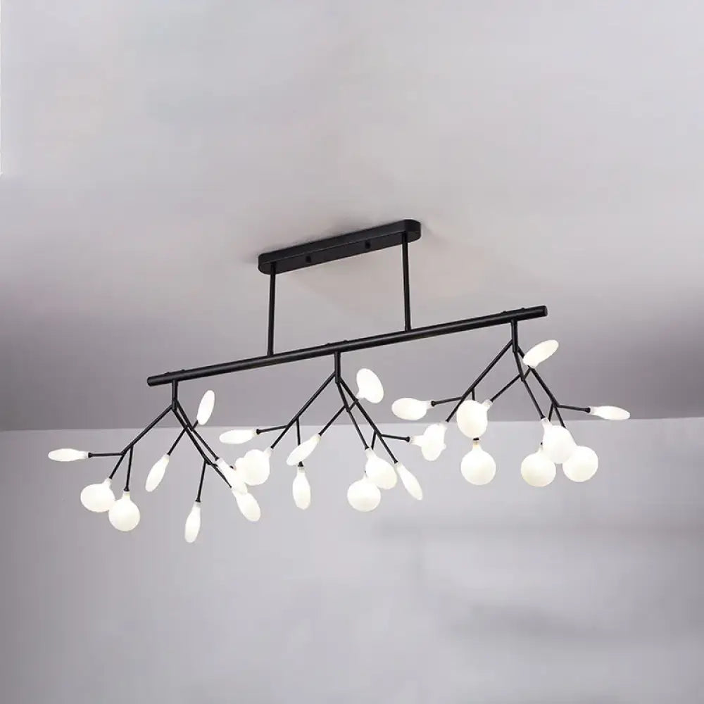 DecorBites modern black metal led pendant light fixture with 27 frosted glass globe bulbs for living room