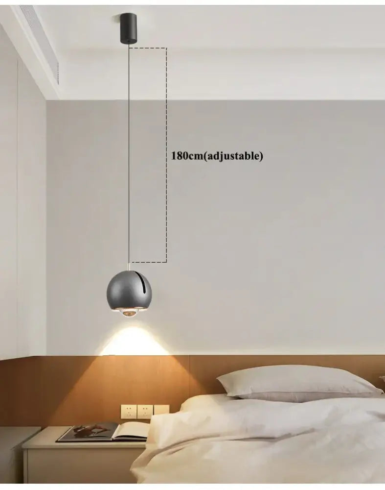 Decorbites modern matte black spherical pendant light with adjustable led pendant and 180cm hanging length