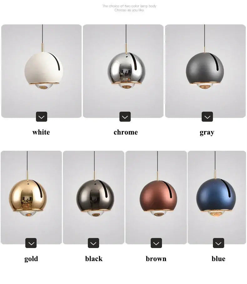 DecorBites™ modern adjustable led pendant light in white with a sleek spherical design and single vertical slit