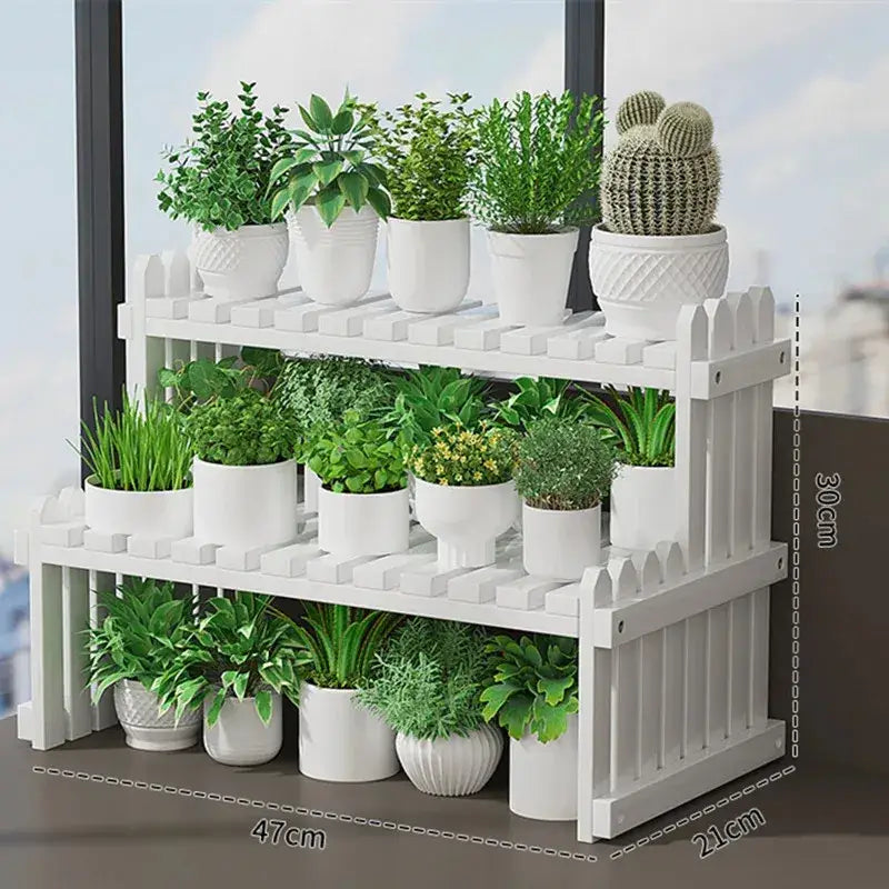 White picket fence style three tier bamboo plant display stand by decorbites for elegant plant display