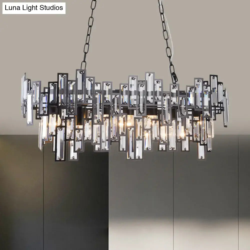 DecorBites™ modern black metal rectangular light fixture with crystal bars and e26 e27 bulbs for island lighting