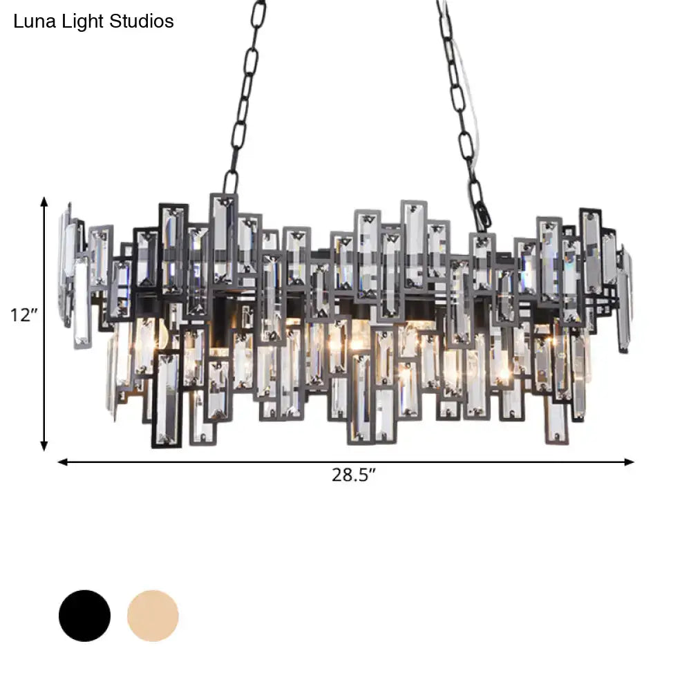 DecorBites modern black and gold oval pendant light fixture with crystal accents cascading design for e26 e27 bulbs