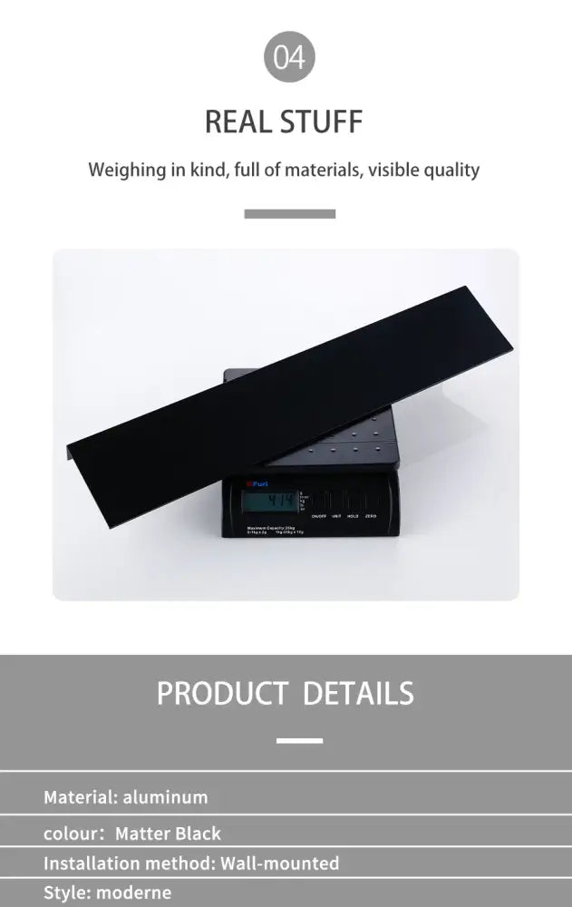 Decorbites modern black and white wall-mounted organizer shelf made of black matte aluminum alloy panel