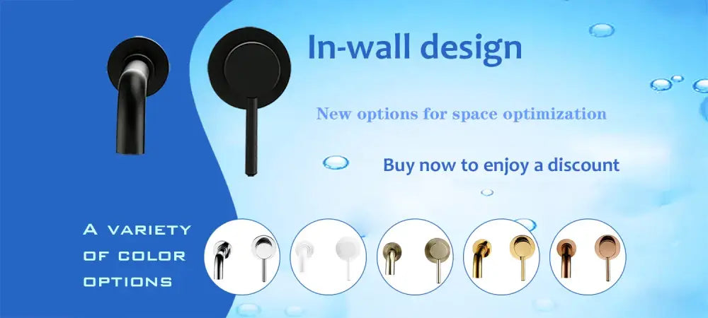 DecorBites™ black matte aluminum alloy in-wall faucet with sleek modern design for wall-mounted organizer shelf
