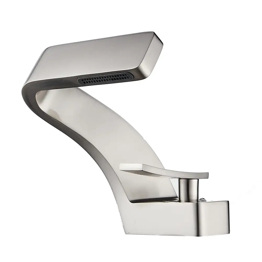 Decorbites™ modern black bathroom sink faucet with brushed nickel finish sleek angular design and integrated spray head