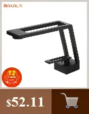 Black matte-finish metal desk lamp with modern minimalist design complementing a modern black bathroom sink faucet