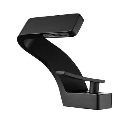Decorbites modern black bathroom sink faucet with sleek curved design black matte finish and integrated handle