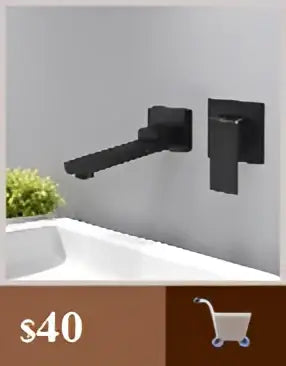 Decorbites™ modern black bathroom sink faucet with sleek black matte finish and wall-mounted design for black bathroom