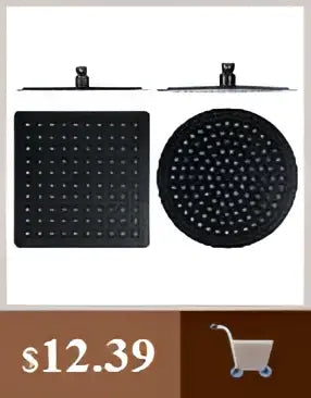 Decorbites™ modern black bathroom square and circular showerhead faceplates with matte finish for black bathroom sink