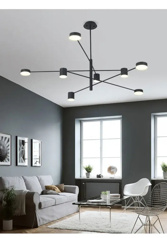 Decorbites™ modern black chandelier with multiple circular lights and minimalist design for nordic style home lighting