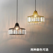 Decorbites modern black crystal led pendant chandelier with black and gold metal frames and crystal glass panels