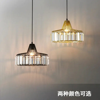 Decorbites modern black crystal led pendant chandelier with black and gold metal frames and crystal glass panels