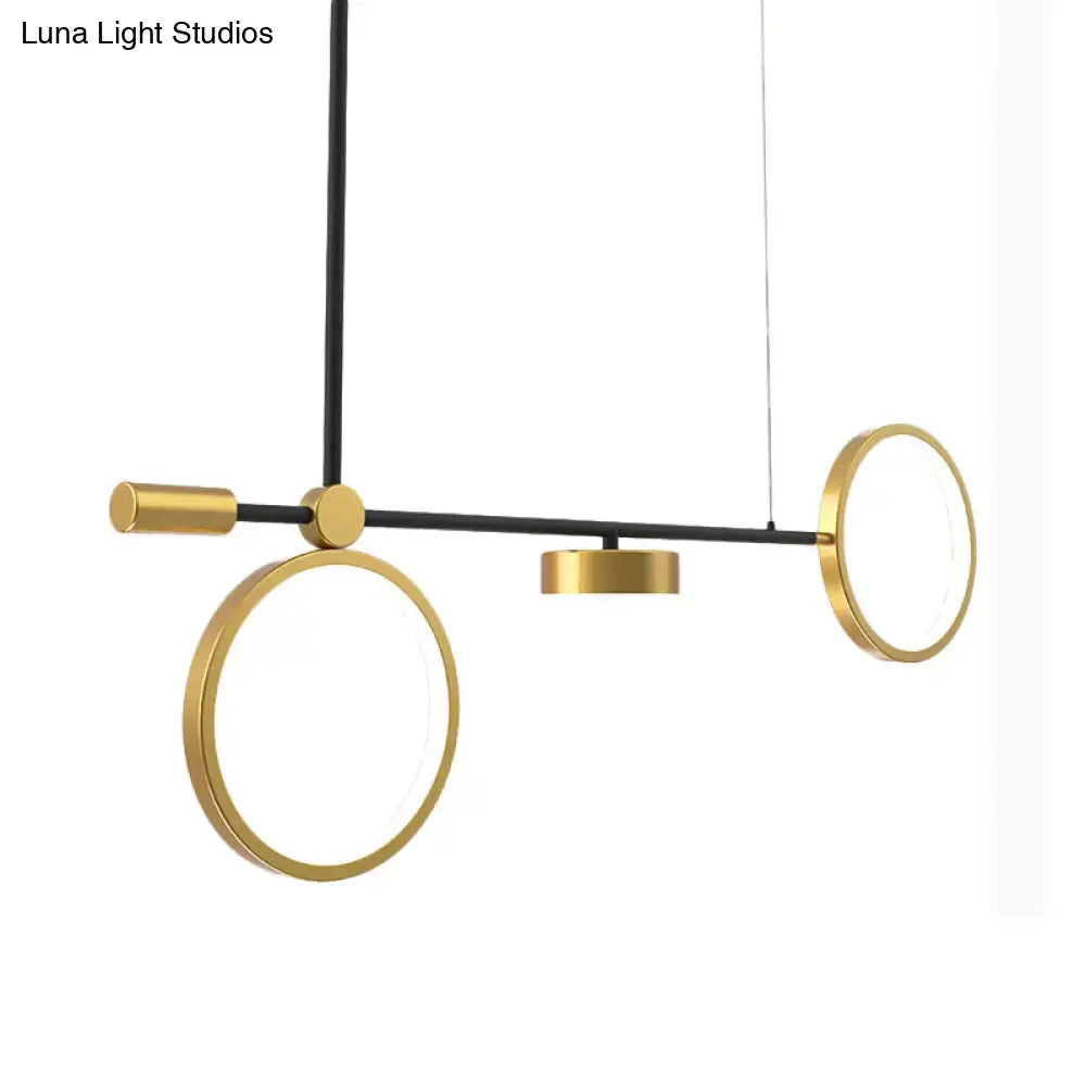 DecorBites™ modern black-gold metal pendant light with polished rings and warm white 220v-240v 110v-120v illumination