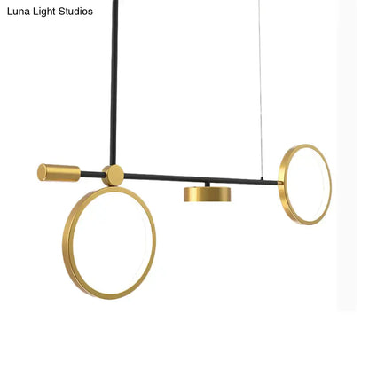 DecorBites™ modern black-gold metal pendant light with polished rings and warm white 220v-240v 110v-120v illumination