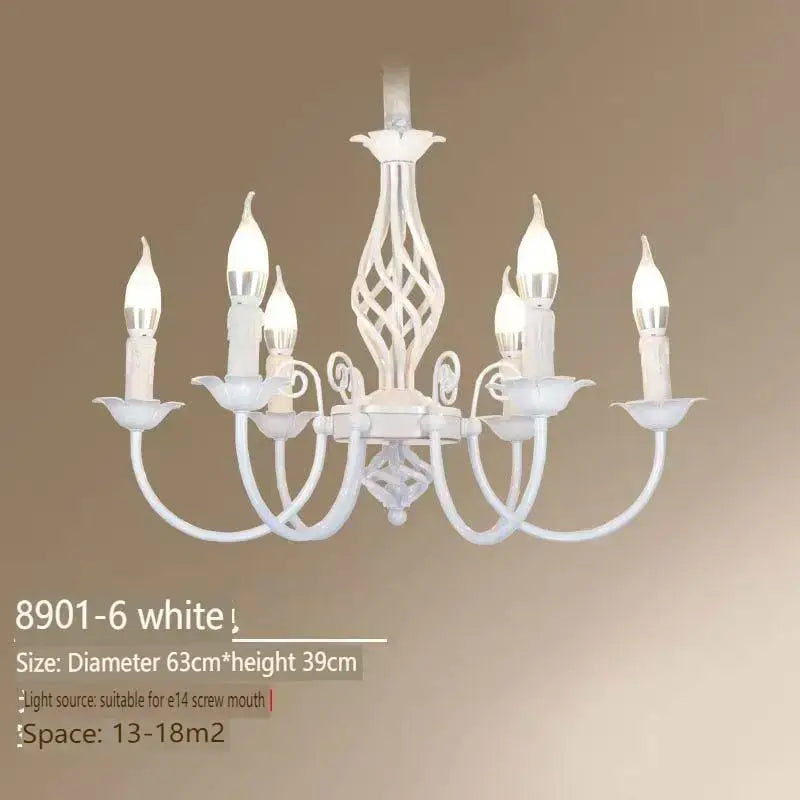 DecorBites™ modern black iron chandelier with five candle-style bulbs and ornate wrought iron design for living room