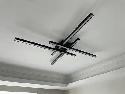 DecorBites™ modern black chandelier square LED light fixture with sleek minimalist design for bedroom and living room