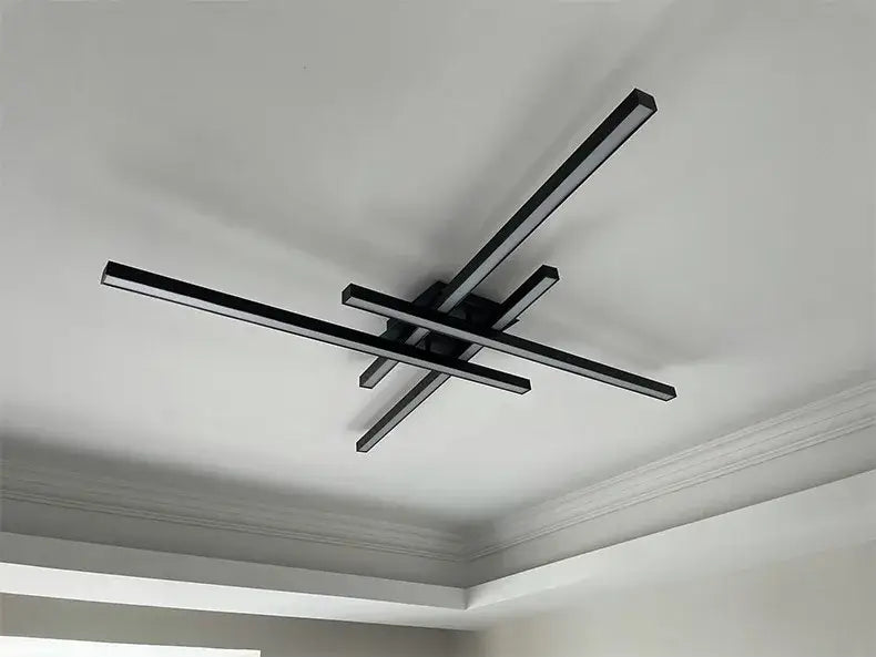 DecorBites™ modern black chandelier square LED light fixture with sleek minimalist design for bedroom and living room