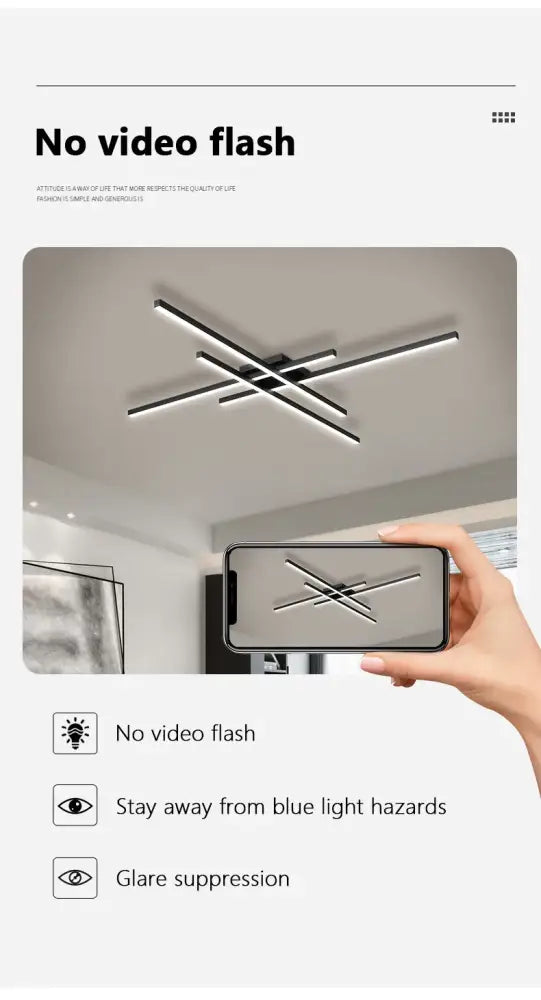 Decorbites modern black chandelier square with sleek linear intersecting bars for bedroom and living room lighting