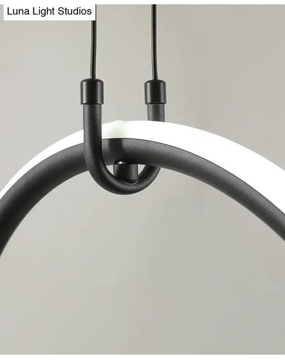 Decorbites™ modern black metal led pendant lamp with circular minimalist design for dining room island lighting