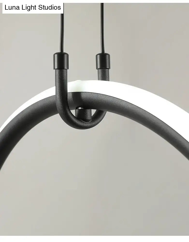 Decorbites™ modern black metal led pendant lamp with circular minimalist design for dining room island lighting
