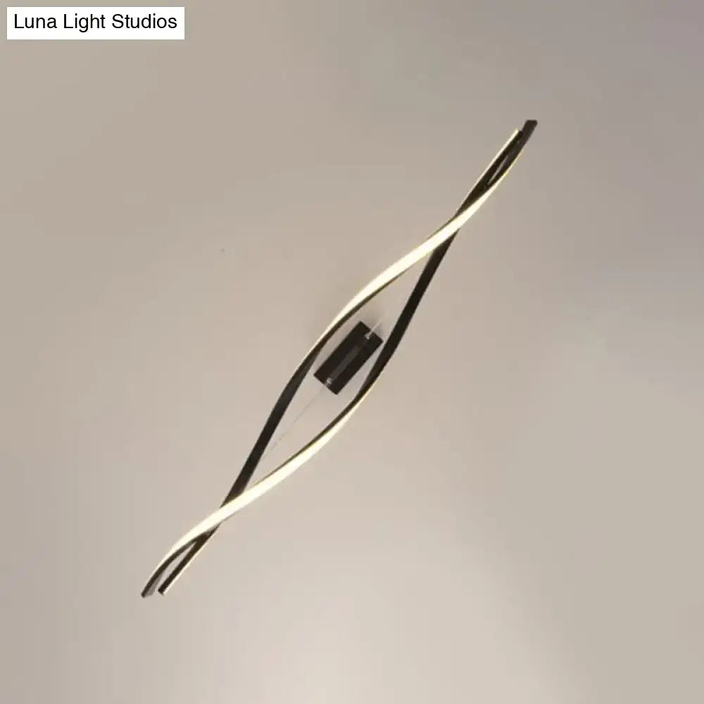 Modern minimalist black twist led pendant light with intertwined aluminum arms and central black fixture for restaurants