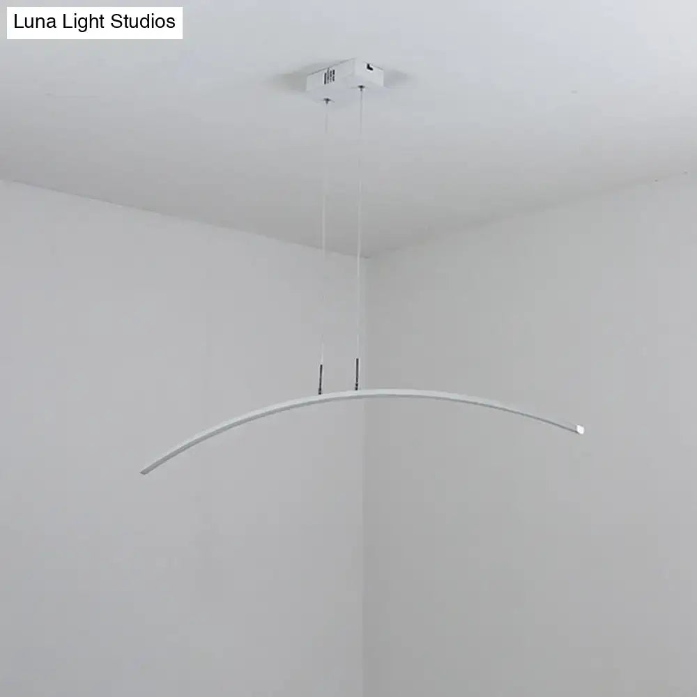 Modern white curved led ceiling light from decorbites black white arch pendant with acrylic led and warm white glow