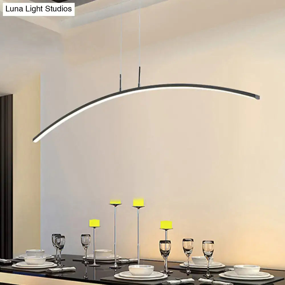 DecorBites modern black white arch pendant light with acrylic led and warm white glow in a sleek minimalist design