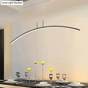 DecorBites modern black white arch pendant light with acrylic led and warm white glow in a sleek minimalist design