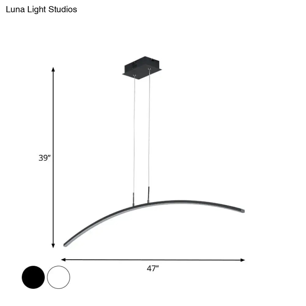 Decorbites™ modern black white arch pendant light with acrylic led and warm white glow in sleek metallic finish