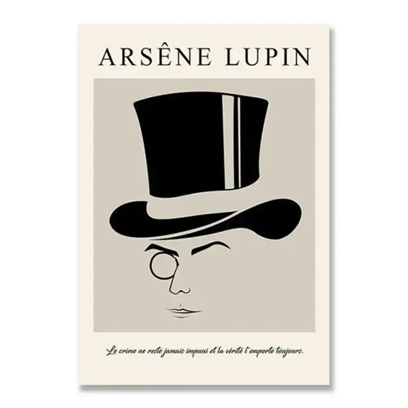 Minimalist black top hat with white stripe on off-white background bauhaus canvas print by decorbites