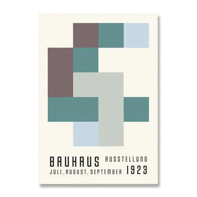 Decorbites™ modern black and white bauhaus canvas print featuring a muted geometric abstract bauhaus canvas design