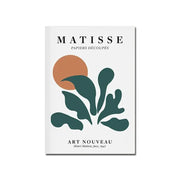 Minimalist white bauhaus canvas print featuring bold black text and teal leaf shapes with terracotta circle design
