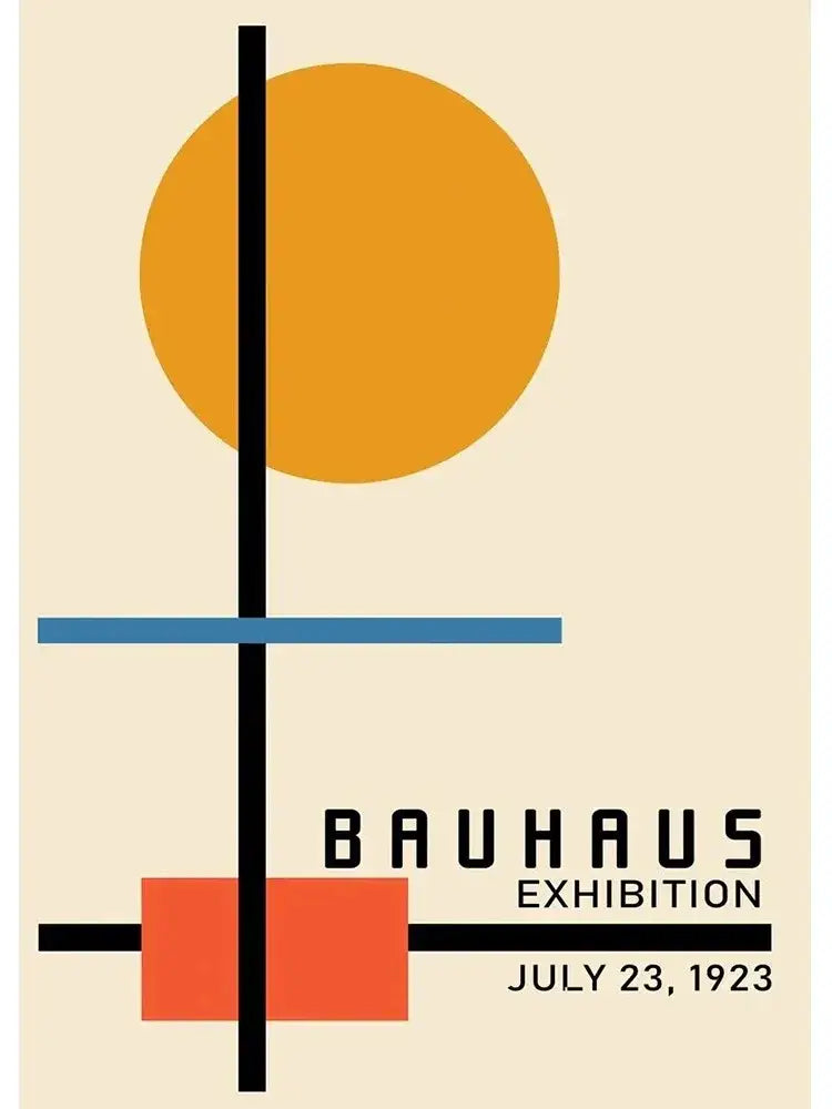 DecorBites™ modern black and white canvas print featuring minimalist bauhaus geometric shapes for home decor
