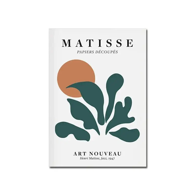 Decorbites™ modern black and white canvas print with minimalist white cover and teal leaf design for home decor