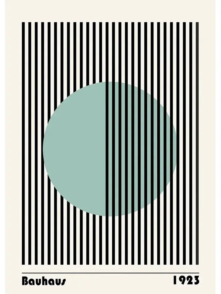 DecorBites™ modern black and white canvas print featuring bauhaus 1923 design for stylish home decor