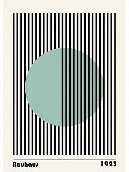 DecorBites™ modern black and white canvas print featuring bauhaus 1923 design for stylish home decor