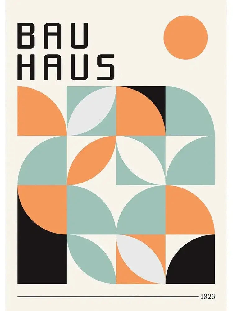 Decorbites™ modern black and white canvas print featuring a minimalist bauhaus geometric design for home decor