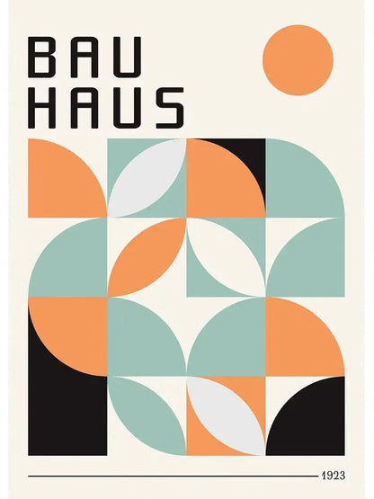 Decorbites™ modern black and white canvas print featuring a minimalist bauhaus geometric design for home decor