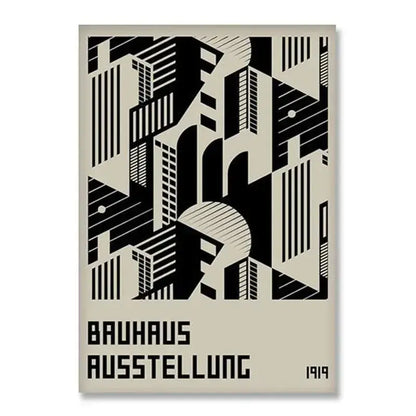 DecorBites™ modern black and white canvas print with minimalist bauhaus design ideal for home decor