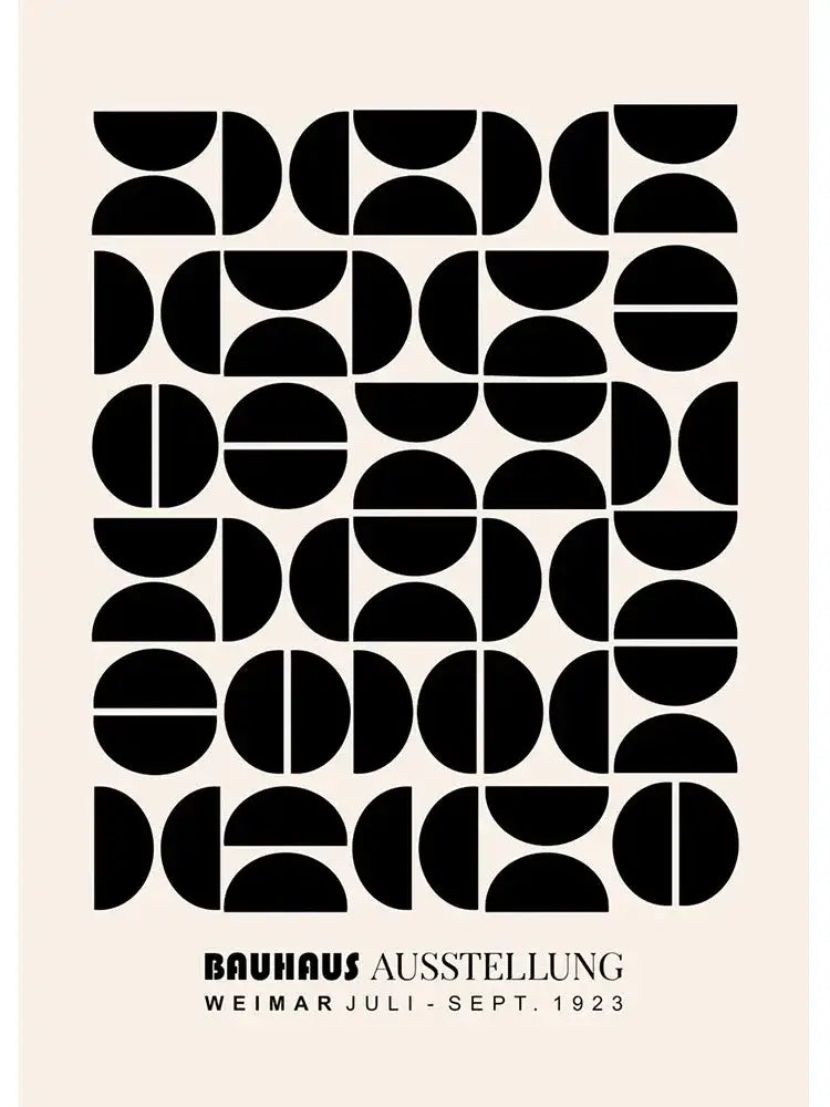 Decorbites™ modern black and white canvas print featuring geometric half and full circles for stylish home decor