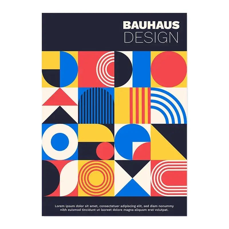 DecorBites™ modern black and white canvas print with bold Bauhaus-inspired geometric pattern for home decor