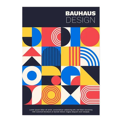 DecorBites™ modern black and white canvas print with bold Bauhaus-inspired geometric pattern for home decor