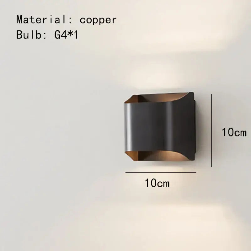 Decorbites wall modern brass led wall lamp featuring copper wall sconce with matte black finish and exposed copper edges