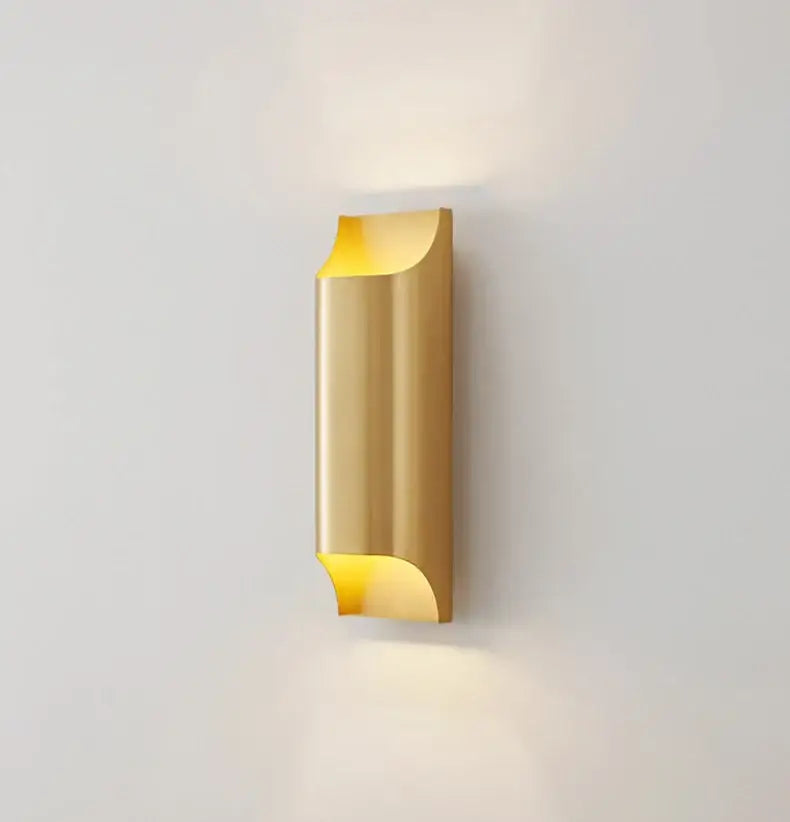 Decorbites wall modern brass led wall lamp with gold finish curved minimalist design and warm ambient lighting