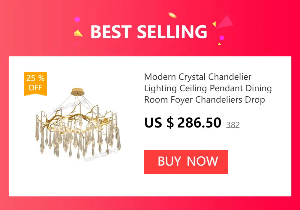 Gold-toned modern crystal chandelier with dangling glass droplets for living room by DecorBites modern chrome crystal