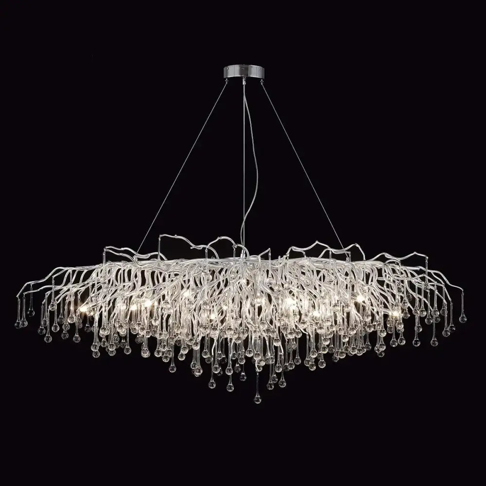 DecorBites™ modern chrome crystal chandelier with clear glass droplets for living room lamp package lighting