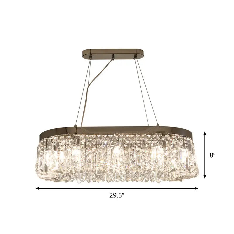 Modern chrome oval island lamp with brushed bronze frame and clear crystal prisms 220v-240v 110v-120v suspension light