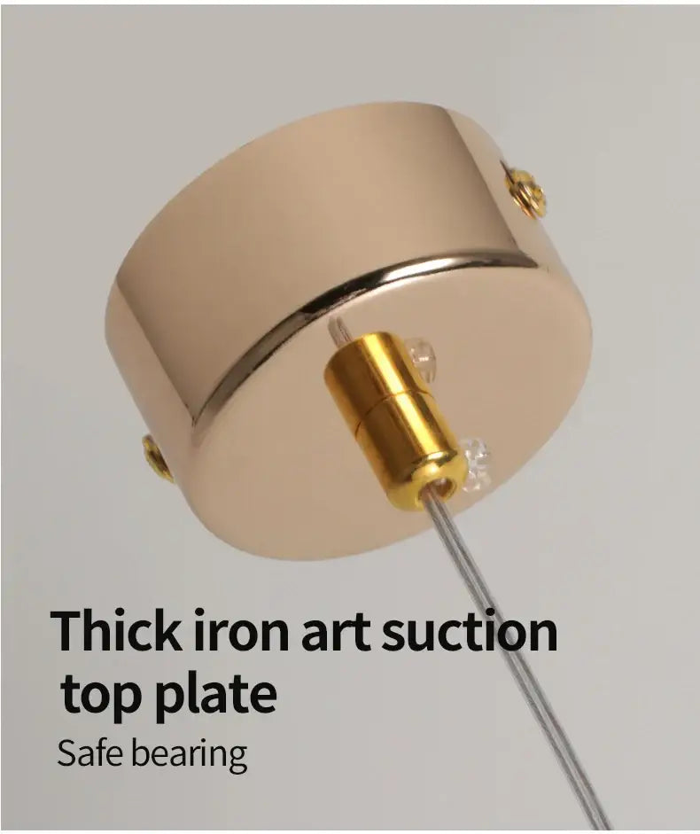 DecorBites™ modern crystal pendant light with gold-toned iron suction plate and brass mounting hub for home decor